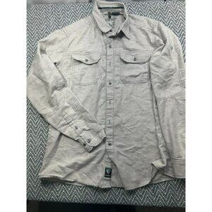 Kühl Men's Medium Gray Long-Sleeve Shirt With Button-Front & Chest Pockets Cotto